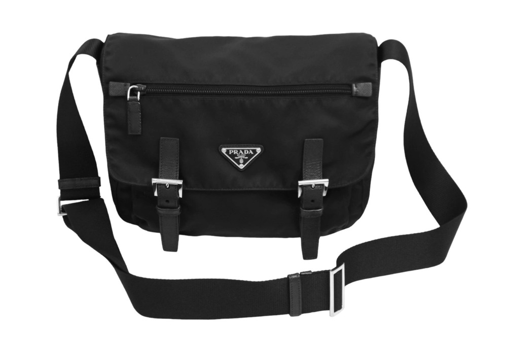Prada Shoulder Bag Triangle Plate Black
